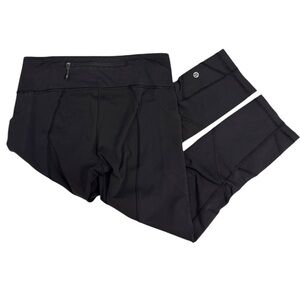 Lululemon Women’s Pace Rival Crop Black Leggings Side Pockets 22” inseam size 6